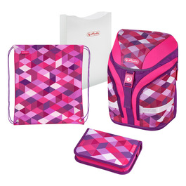 Школьный ранец Herlitz MOTION PLUS Pink Cubes с наполнением 50020362