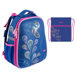 Школьный рюкзак Mike&Mar Жар Птица голубой / розовый кант 1008-176 + мешок